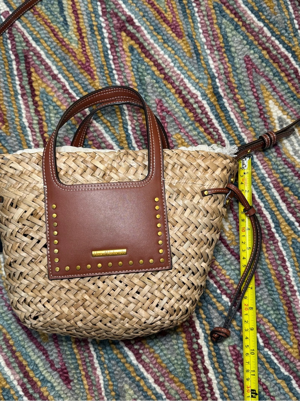 👜🥥 House of Harlow 1960 Natural Straw Crossbody with Brown Leather Trim 🥥👜 - Picture 8 of 10